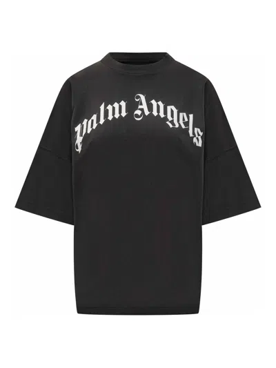 Palm Angels Crew Neck Short Sleeves Top In Black