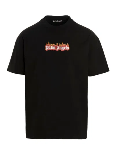 Palm Angels Logoed T-shirt In Black