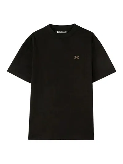 Palm Angels Monogram Pin T-shirt In Black