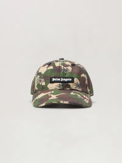 Palm Angels Kids' Camo Palms Baseball Cap In Green