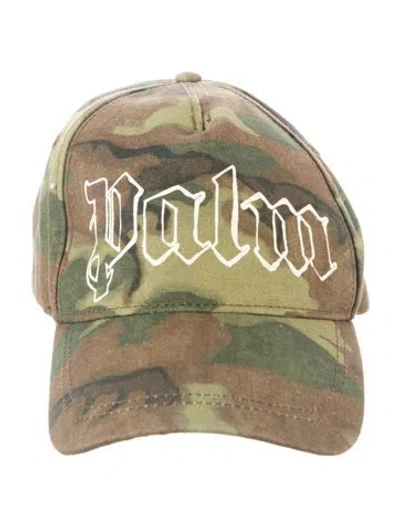 Pre-owned Palm Angels Camouflage Cap In Green