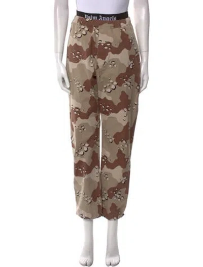 Pre-owned Palm Angels Camouflage Print Straight Leg Pants In Brown