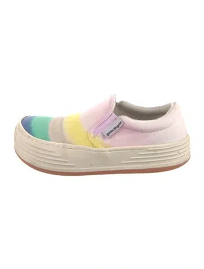 Pre-owned Palm Angels Canvas Colorblock Pattern Sneakers In Neutral