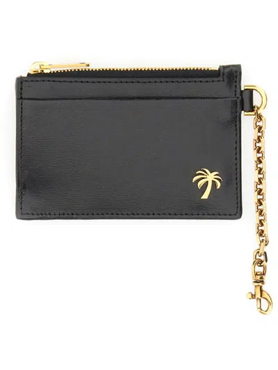 Palm Angels Card Holder With Chain Palm Beach In Black