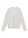 Palm Angels Long Sleeve V Neck Ribbed Knit Cardigan In White
