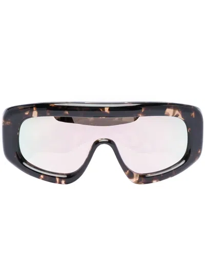 Palm Angels Carmel Mask-frame Sunglasses In Braun