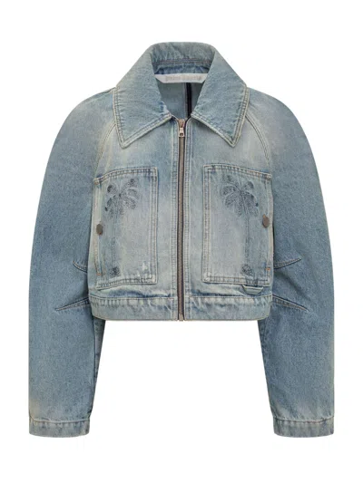 Palm Angels Casual Paintris Jacket In Blue