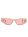 Palm Angels Sculpted Cat-eye Frame Sunglasses With Protective Case In Cameo Red