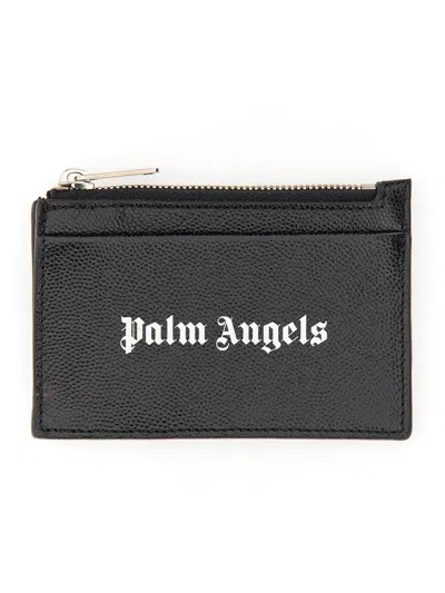 Palm Angels Caviar Card Holder In Gray
