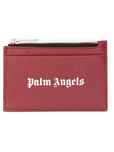 Palm Angels Caviar Card Holder In Red