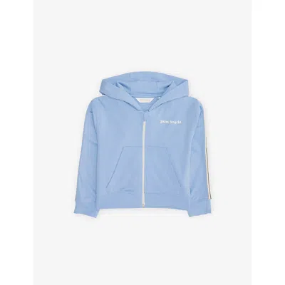Palm Angels Babies' Contrast-stripe Zip-up Jersey Hoody 9-36 In Blue