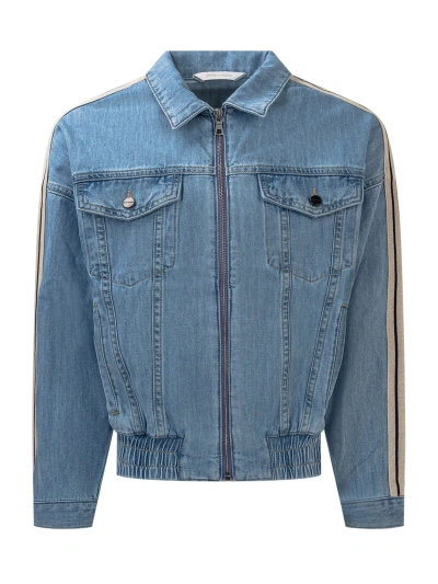 Palm Angels Kids' Chambray Jacket In Blue