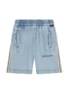 Palm Angels Chambray Shorts In Blue