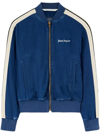 Palm Angels Chambre Denim Bomber Jacket In Blue