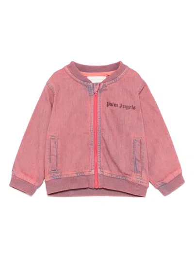 Palm Angels Babies' Chambray Track Jacket In Pink