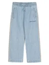 Palm Angels Pa Track Chambray Pants In Blue