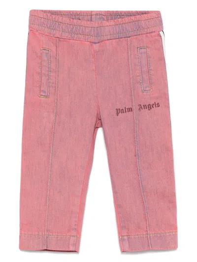 Palm Angels Babies' Chambray Track Pants In Pink