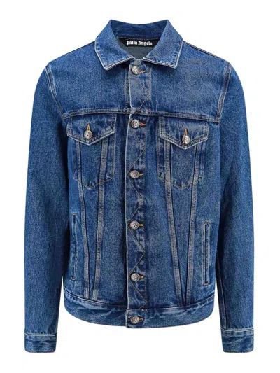 Palm Angels Coats & Jackets In Light Blue Black