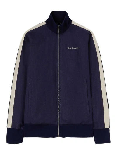 Palm Angels Jacket With Stripes Detail In Blue
