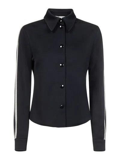 Palm Angels Shirt-style Jacket With Contrasting Bands In Negro