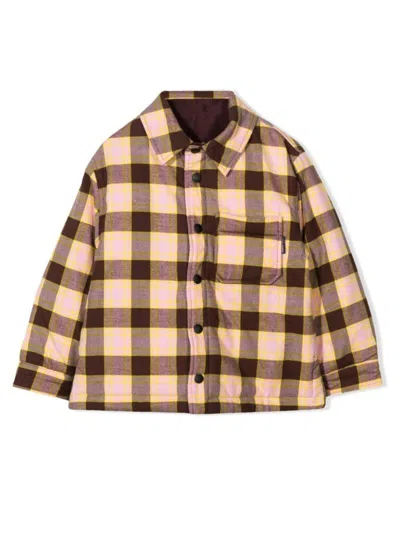 Palm Angels Kids' Check Padded Reversible Shirt In Multicolour