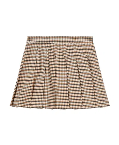 Palm Angels Check-pattern Pleated Miniskirt In Nude