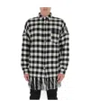 Palm Angels Check-print Fringed Shirt In Black