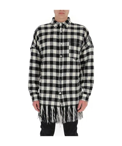 Palm Angels Check-print Fringed Shirt In Black