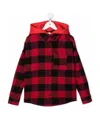 Palm Angels Checked Cotton Shirt Jacket In Red