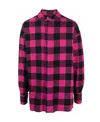 Palm Angels Curved Logo Flannel Overshirt In Red