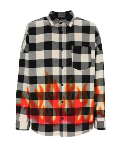 Palm Angels Check-print Long-sleeve Shirt In Multicolor