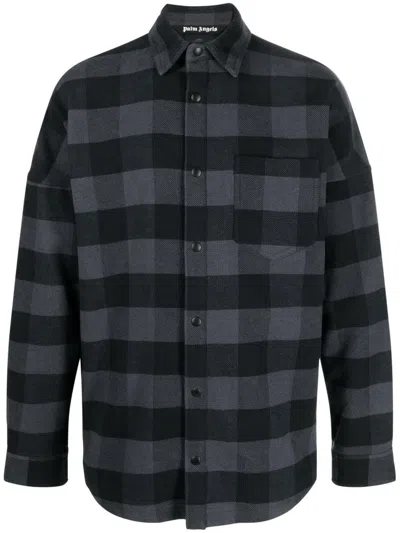 Palm Angels Check Pattern Shirt In Black