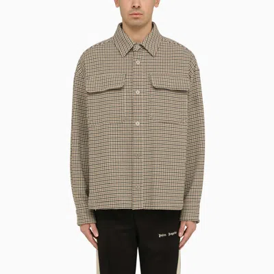 Palm Angels Checked Cotton Shirt Jacket With Logo In Multicolor