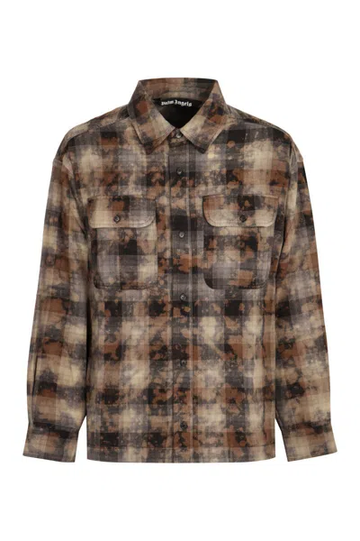 Palm Angels Checked Cotton Shirt In Multicolor