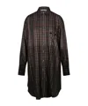 Palm Angels Checkered Chemisier Dress With Logo In Black