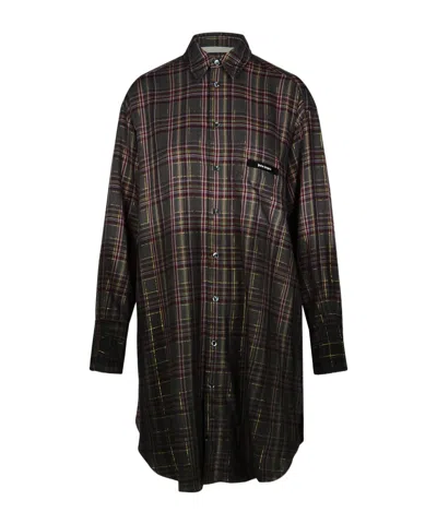 PALM ANGELS PALM ANGELS CHECKED CURVED HEM SHIRT