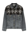 Palm Angels Monogram-jacquard Denim Jacket In Grey