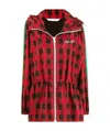 Palm Angels Checked Hooded Jacket In Red
