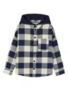 Palm Angels Checked Logo-print Hooded Jacket In Blue