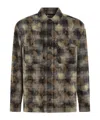 Palm Angels Curved Logo Check Padded Overshirt In Green