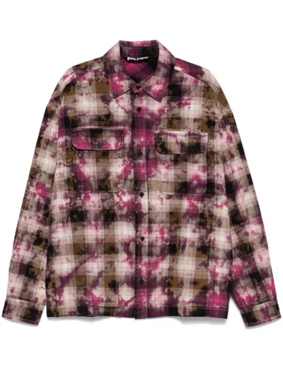 PALM ANGELS PALM ANGELS CHECKED SHIRT WITH CURVED LOGO