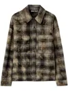 Palm Angels Logo-print Check-pattern Shirt In Grey