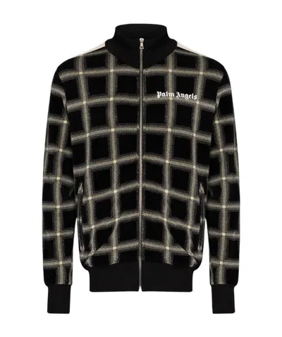 Palm Angels Checked Track Jacket In Black