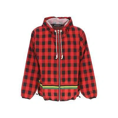 Pre-owned Palm Angels Checked Windbreaker Jacket In Red