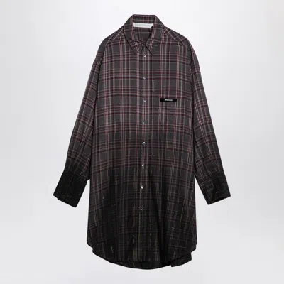 PALM ANGELS CHECKERED CHEMISIER DRESS WITH LOGO