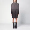 Palm Angels Checkered Chemisier Dress With Logo In Grey