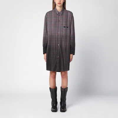 PALM ANGELS PALM ANGELS CHECKERED CHEMISIER DRESS WITH LOGO