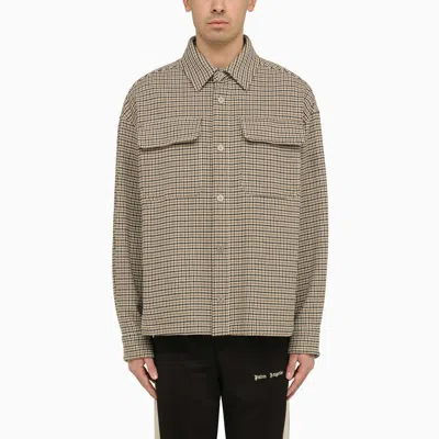 Palm Angels Checkered Design Cotton Shirt Jacket For Men In Multicolor