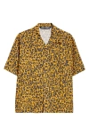 PALM ANGELS CHEETAH PRINT SHORT SLEEVE LINEN & COTTON BUTTON-UP CAMP SHIRT