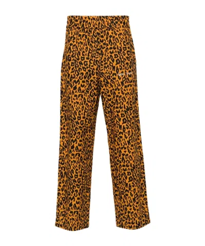 Palm Angels Cheetah-printed Straight Leg Track Pants In Brown